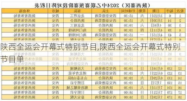 陕西全运会开幕式特别节目,陕西全运会开幕式特别节目单