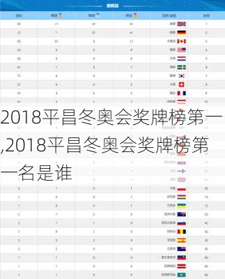 2018平昌冬奥会奖牌榜第一,2018平昌冬奥会奖牌榜第一名是谁