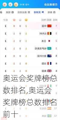 奥运会奖牌榜总数排名,奥运会奖牌榜总数排名前十