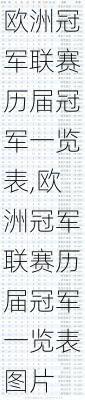 欧洲冠军联赛历届冠军一览表,欧洲冠军联赛历届冠军一览表图片