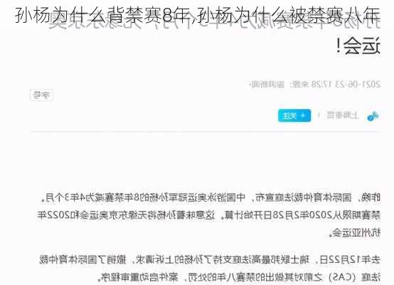 孙杨为什么背禁赛8年,孙杨为什么被禁赛八年