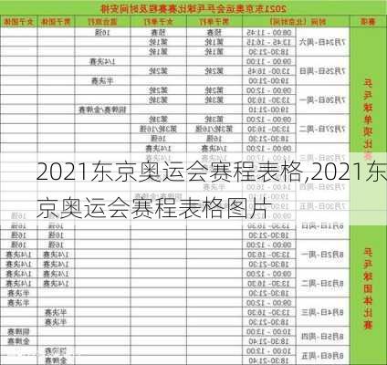 2021东京奥运会赛程表格,2021东京奥运会赛程表格图片