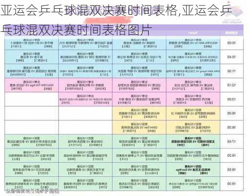 亚运会乒乓球混双决赛时间表格,亚运会乒乓球混双决赛时间表格图片