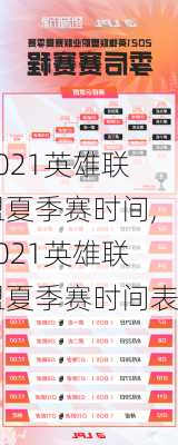 2021英雄联盟夏季赛时间,2021英雄联盟夏季赛时间表