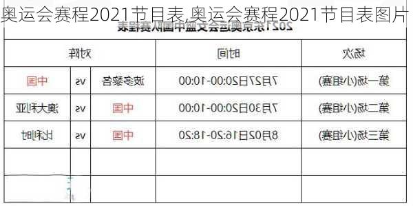 奥运会赛程2021节目表,奥运会赛程2021节目表图片