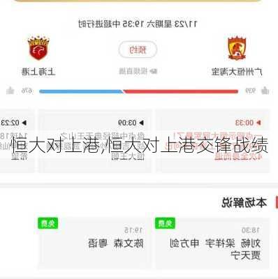 恒大对上港,恒大对上港交锋战绩