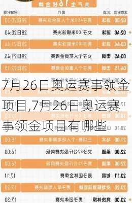 7月26日奥运赛事领金项目,7月26日奥运赛事领金项目有哪些