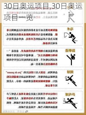 30日奥运项目,30日奥运项目一览