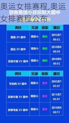 奥运女排赛程,奥运女排赛程公布