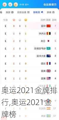 奥运2021金牌排行,奥运2021金牌榜