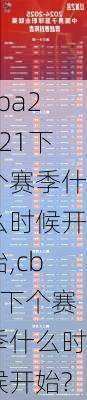 cba2021下个赛季什么时候开始,cba下个赛季什么时候开始?
