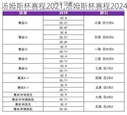 汤姆斯杯赛程2021,汤姆斯杯赛程2024