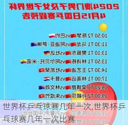 世界杯乒乓球赛几年一次,世界杯乒乓球赛几年一次比赛