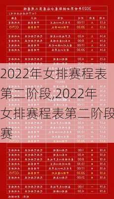 2022年女排赛程表第二阶段,2022年女排赛程表第二阶段比赛