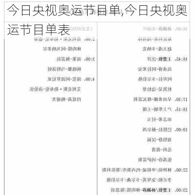 今日央视奥运节目单,今日央视奥运节目单表