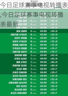 今日足球赛事电视转播表,今日足球赛事电视转播表最新