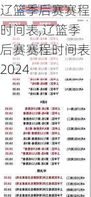 辽篮季后赛赛程时间表,辽篮季后赛赛程时间表2024