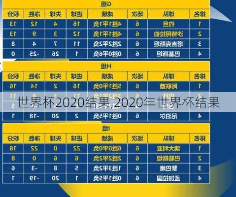 世界杯2020结果,2020年世界杯结果