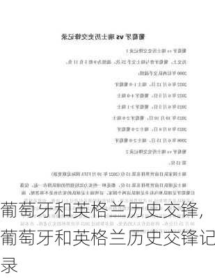 葡萄牙和英格兰历史交锋,葡萄牙和英格兰历史交锋记录