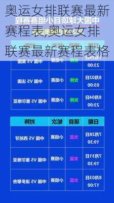 奥运女排联赛最新赛程表,奥运女排联赛最新赛程表格