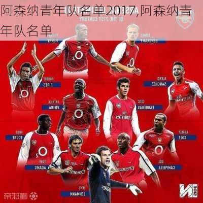 阿森纳青年队名单2017,阿森纳青年队名单