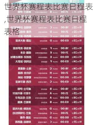 世界杯赛程表比赛日程表,世界杯赛程表比赛日程表格