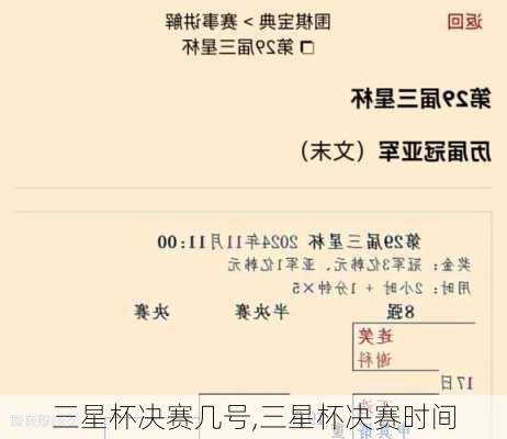 三星杯决赛几号,三星杯决赛时间