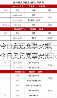 今日奥运赛事安排,今日奥运赛事安排表