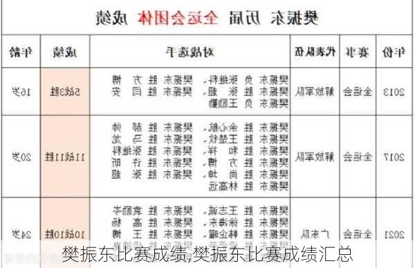 樊振东比赛成绩,樊振东比赛成绩汇总