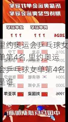 里约奥运会乒乓球女单第4名,里约奥运会乒乓球女单第4名是谁