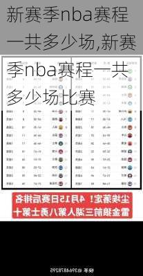 新赛季nba赛程一共多少场,新赛季nba赛程一共多少场比赛