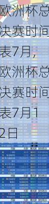 欧洲杯总决赛时间表7月,欧洲杯总决赛时间表7月12日