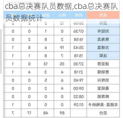 cba总决赛队员数据,cba总决赛队员数据统计