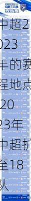 中超2023年的赛程地点,2023年中超扩至18队