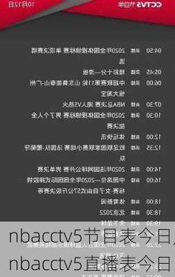 nbacctv5节目表今日,nbacctv5直播表今日