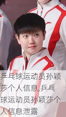 乒乓球运动员孙颖莎个人信息,乒乓球运动员孙颖莎个人信息泄露