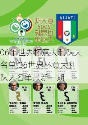 06年世界杯意大利队大名单,06世界杯意大利队大名单最新一期