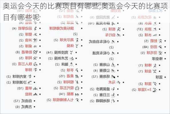 奥运会今天的比赛项目有哪些,奥运会今天的比赛项目有哪些呢
