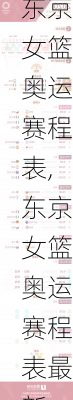 东京女篮奥运赛程表,东京女篮奥运赛程表最新