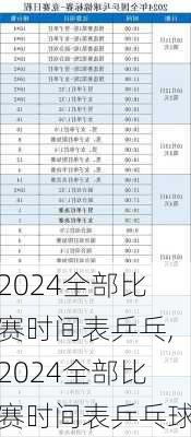 2024全部比赛时间表乒乓,2024全部比赛时间表乒乓球