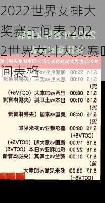 2022世界女排大奖赛时间表,2022世界女排大奖赛时间表格