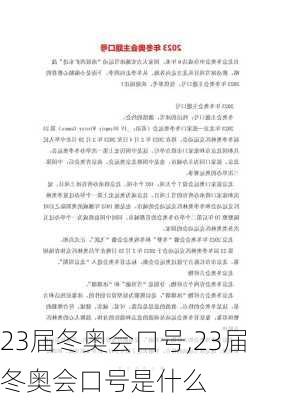 23届冬奥会口号,23届冬奥会口号是什么