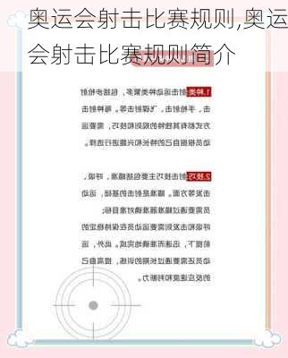 奥运会射击比赛规则,奥运会射击比赛规则简介