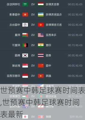 世预赛中韩足球赛时间表,世预赛中韩足球赛时间表最新