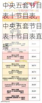 中央五套节目表十节目表,中央五套节目表十节目表直播