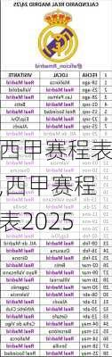 西甲赛程表,西甲赛程表2025
