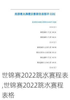 世锦赛2022跳水赛程表,世锦赛2022跳水赛程表格
