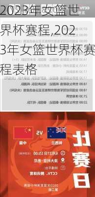 2023年女篮世界杯赛程,2023年女篮世界杯赛程表格