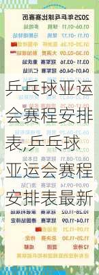 乒乓球亚运会赛程安排表,乒乓球亚运会赛程安排表最新