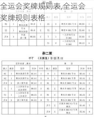 全运会奖牌规则表,全运会奖牌规则表格